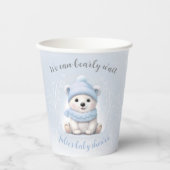 We Can Bearly Wait Blue Polar Bear Baby Shower 紙コップ (正面)