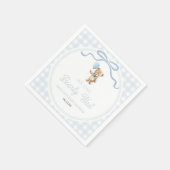 We Can Bearly Wait Blue Teddy Bear Baby Shower スタンダードカクテルナプキン (角)