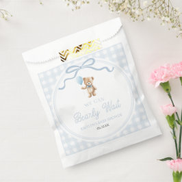 We Can Bearly Wait Blue Teddy Bear Baby Shower フェイバーバッグ