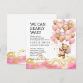 We Can Bearly Wait Blush Pink And Gold Abstract 招待状 (正面/裏面)