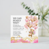 We Can Bearly Wait Blush Pink And Gold Abstract 招待状 (スタンド正面)