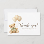 We Can Bearly Wait Boho Teddy Bear Baby Shower サンキューカード (正面)