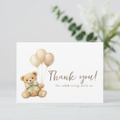 We Can Bearly Wait Boho Teddy Bear Baby Shower サンキューカード (スタンド正面)