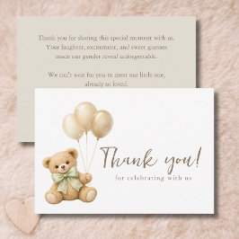 We Can Bearly Wait Boho Teddy Bear Baby Shower サンキューカード