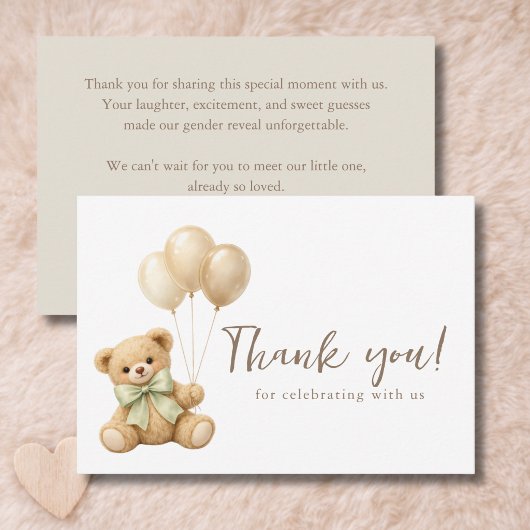 We Can Bearly Wait Boho Teddy Bear Baby Shower サンキューカード