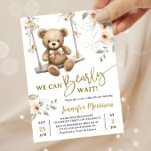 We Can Bearly Wait Boho Teddy Bear Baby Shower 招待状