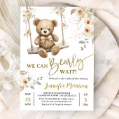 We Can Bearly Wait Boho Teddy Bear Baby Shower 招待状