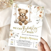 We Can Bearly Wait Boho Teddy Bear Baby Shower 招待状