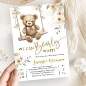 We Can Bearly Wait Boho Teddy Bear Baby Shower 招待状