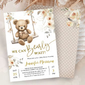 We Can Bearly Wait Boho Teddy Bear Baby Shower 招待状