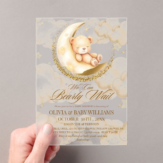  We can Bearly Wait Boy Baby Shower アクリル招待状 (インサイチュ (ポータブル))