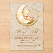  We can Bearly Wait Boy Baby Shower アクリル招待状 (正面)