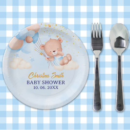 We Can Bearly Wait , Boy Baby Shower ペーパープレート