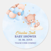 We Can Bearly Wait, Boy Baby Shower ラウンドシール (正面)