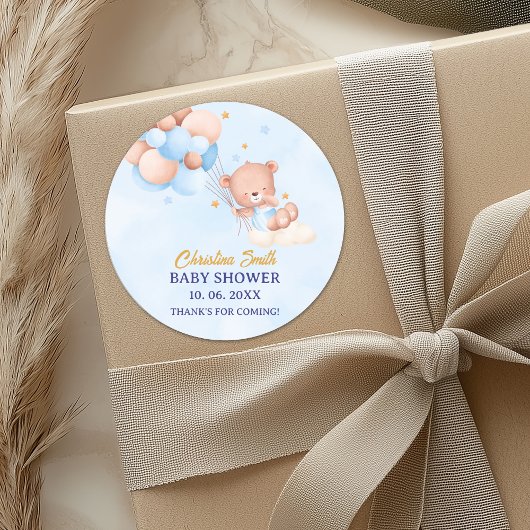 We Can Bearly Wait, Boy Baby Shower ラウンドシール