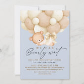 We can Bearly Wait Boy Baby Shower 招待状 (正面)