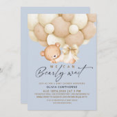 We can Bearly Wait Boy Baby Shower 招待状 (正面/裏面)