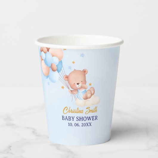 We Can Bearly Wait , Boy Baby Shower 紙コップ (裏面)