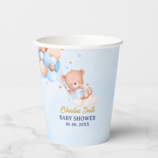 We Can Bearly Wait , Boy Baby Shower 紙コップ (正面)