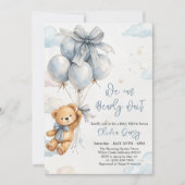 We Can Bearly Wait Boy Baby Shower Invitation 招待状 (正面)