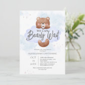 We Can Bearly Wait Boy Baby Shower Invitation 招待状 (スタンド正面)