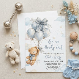 We Can Bearly Wait Boy Baby Shower Invitation 招待状