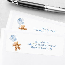 We Can Bearly Wait Boy Baby Shower Return Address ラベル