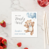 We Can Bearly Wait Boy Teddy Bear Baby Shower スタンダードカクテルナプキン (インサイチュ)