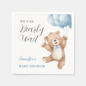 We Can Bearly Wait Boy Teddy Bear Baby Shower スタンダードカクテルナプキン (正面)