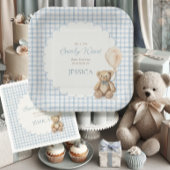 We Can Bearly Wait Boy Teddy Bear Baby Shower ペーパープレート