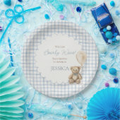 We Can Bearly Wait Boy Teddy Bear Baby Shower ペーパープレート (パーティー)