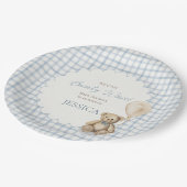 We Can Bearly Wait Boy Teddy Bear Baby Shower ペーパープレート (アングル)