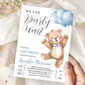We Can Bearly Wait Boy Teddy Bear Baby Shower 招待状
