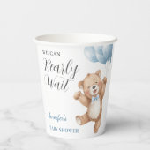 We Can Bearly Wait Boy Teddy Bear Baby Shower 紙コップ (裏面)