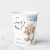 We Can Bearly Wait Boy Teddy Bear Baby Shower 紙コップ (正面)