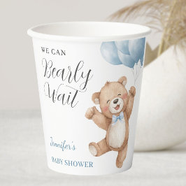 We Can Bearly Wait Boy Teddy Bear Baby Shower 紙コップ