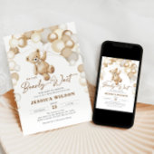 We Can Bearly Wait Brown Teddy Bear Baby Shower 招待状