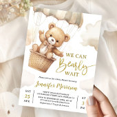 We Can Bearly Wait Brown Teddy Bear Baby Shower 招待状