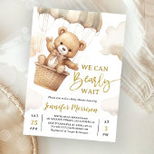 We Can Bearly Wait Brown Teddy Bear Baby Shower 招待状