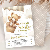 We Can Bearly Wait Brown Teddy Bear Baby Shower 招待状