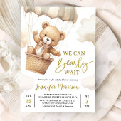 We Can Bearly Wait Brown Teddy Bear Baby Shower 招待状