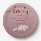 We Can Bearly Wait Cute Bear Baby Shower  ペーパープレート (正面)