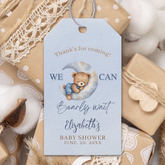 We can Bearly wait - Cute Bear Baby shower boy ギフトタグ