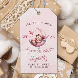 We can Bearly wait - Cute Bear Baby shower Girl ギフトタグ