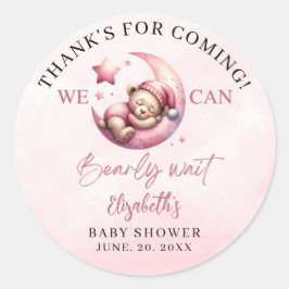 We can Bearly wait - Cute Bear Baby shower Girl ラウンドシール