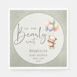 We can bearly wait cute bear balloon baby shower スタンダードランチョンナプキン