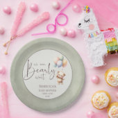 We can bearly wait cute bear balloon baby shower ペーパープレート (パーティー)