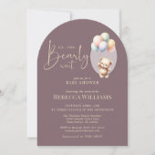 We can bearly wait cute bear balloon baby shower 招待状 (正面)