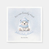 We Can Bearly Wait Cute Bear Blue Boy Baby Shower  スタンダードカクテルナプキン (正面)