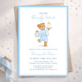 We Can Bearly Wait Cute Blue Boy Teddy Baby Shower 招待状